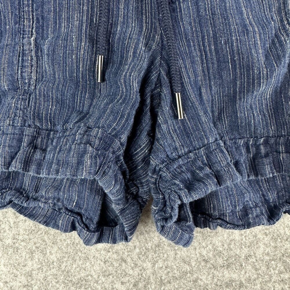 Athleta Cabo Linen Textured Shorts Womens 10 Blue Pull On Drawtstring Pockets 4" - Picture 4 of 13
